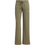 adidas Women's Essentials SMALL Logo Feel Cozy Open Hem Pants, Olive strata/White, S