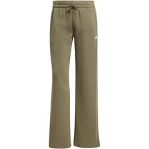 adidas Women's Essentials SMALL Logo Feel Cozy Open Hem Pants, Olive strata/White, S