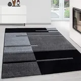 Teppium Moderner Kurzflor Teppich Wohnzimmer 160x230 cm Grau - Konturenschnitt Teppich Waschbar, Kariert Design, Pflegeleicht und Weich - Ideal für Schlafzimmer, Esszimer und als Küchenteppich