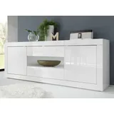 INOSIGN Sideboard »Basic Breite 240 cm, Kommode 2 Türen, 2 Schubkästen, Anrichte,«, Weiss HochglanzLack, Metallgriff, moderne Rahmenoptik, viel Stauraum,