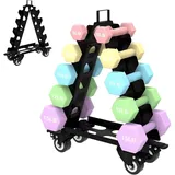 LuxusKollektion Kurzhantelständer Hantelständer Kurzhantel Rack Schwarz Kinder 5tier Mit Rädern bunt