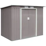 HATTORO P100 Metall Gartenhaus Gerätehaus Geräteschuppen Schuppen Pultdach Grau
