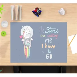 cover-your-desk.de Schreibtischunterlage "Einhorn im Weltall" in Grau (L)60 x (B)40 | Gr.: onesize