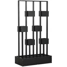 Outsunny Hochbeet Blumenkasten mit Rankhilfe 90 x 45 cm Schwarz
