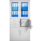 Jan Nowak Aktenschrank Büroschrank Metallschrank Tresor Safe Geheimfach Flügeltüren Schubladen Pulverbeschichtung Stahlblech 185 cm x 90 cm x