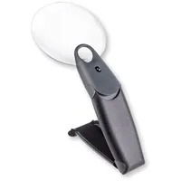 CARSON Freehand 2,5X Hand- und Standlupe mit Klappständer, LED und 5,5X Spotlinse (FH-25), Schwarz