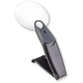 CARSON Freehand 2,5X Hand- und Standlupe mit Klappständer, LED und 5,5X Spotlinse (FH-25), Schwarz