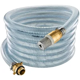 POPPSTAR Saugschlauch 1 7m (ID 25mm, AD 33mm, 4mm Wandstärke), Edelstahlsaugkorb mit Rückschlagventil, Überwurfmutter ID 1 1/4" (41,9mm), Reduzierstück AD 1" (33,3mm)