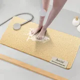 Asvin Weiche, strukturierte Badematte, 89 x 40,6 cm, phthalatfrei, rutschfeste Komfort-Badewannenmatten mit Abfluss, PVC-Luffa-Badezimmermatten für Nassbereiche, schnell trocknend, Beige, 89,9 x 40,6