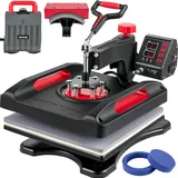 Vevor 5 in 1 Hitzepresse 1000 W, 38 x 38 cm Transferpresse, Hitzepresse Maschine, DIY T-Shirtpresse mit Digitaler LED-Temperatur- und Zeitkontrolle für Sublimation Becher T-Shirt Platte Kappe Hut
