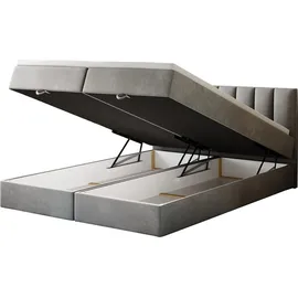 Trada City Boxspringbett 160x200 mit Bettkasten und Topper Grau