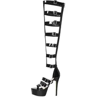 Only maker Women's Platform Sandals High Heels Stilettos Gladiator Schnallen Zipper Sexy Gothic Summer Shoes Black EU 41 - 41 EU