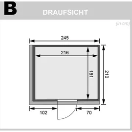 Karibu Sauna Gobin mit Fronteinstieg 68 mm -Ohne Ofen-Inkl. Dachkranz-Klarglas Ganzglastür