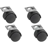 Metafranc Doppelrollen Ø 40 mm - 42 x 42 mm Platte - Kunststoff-Räder - Harte Lauffläche - Gleitlager - 20 kg Tragkraft - 4 Stück / Transportrolle / Containerrolle / Möbelrolle / 804100