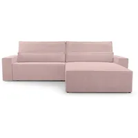 MOEBLO Ecksofa DENVER L – Ottomane beidseitig montierbar, Ecksofa aus Cord, Couch für Wohnzimmer, Schlafsofa Sofagarnitur Sofa Eckcouch L-Form C... - Rosa