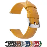 Fullmosa 12 Farben Uhrenarmband,20mm Vintage Lederarmband Ersatzrmbänder für Smartwatch und Universal-Uhr mit Edelstahl Schließe für Herren Damen,20mm Uhrband Gelb