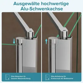 doporro 70x120x140cm Design-Duschwand für Badewanne Badewannenaufsatz Duschabtrennung 6mm ESG-Sicherheitsglas inkl. NANO-Beschichtung Cortona113