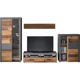 trendteam Wohnwand Indy Set Kombination 343 x 189 x 40 cm in Korpus Graphit Matera grau