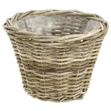 Dehner Rattan Planztopf, Ø 35 cm, Höhe 25 cm, Rattangeflecht, grau/braun