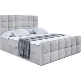 altdecor Boxspringbett mit Matratze und Lattenrost - - BRUGO -Z - 160x200 cm - Grau Monolith - Boxbett, Fußteil, Topper, Polsterbett mit Bettkaste... - Hellgrau