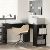 VidaXL Schwarzer Eichen-Eckschreibtisch Schwarze Eiche MDF Mittel