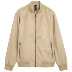 TOM TAILOR Herren Bomberjacke in Wildleder-Optik, braun, Uni, Gr. L
