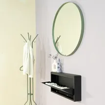 Spinder Spiegel SPINDER DESIGN "DONNA 5", grün (dusty grün), B:90cm H:90cm T:6cm Ø:90cm, Stahl, glasspiegel, Spiegel, Wandspiegel aus Stahl