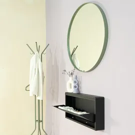 Spinder Spiegel SPINDER DESIGN "DONNA 5", grün (dusty grün), B:90cm H:90cm T:6cm Ø:90cm, Stahl, glasspiegel, Spiegel, Wandspiegel aus Stahl