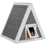 relaxdays Katzenzelt Wetterfestes Katzenhaus aus Holz grau