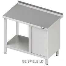 Stalgast Arbeitstisch mit Grundboden, 1800x700x850 mm, mit Flügeltürschrank links, mit Aufkantung, verschweißt