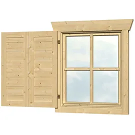 SKANHOLZ Fensterläden für 28 mm Blockbohlenhäuser Einzelfenster einseitig