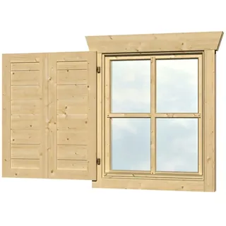 SKANHOLZ Fensterläden für 28 mm Blockbohlenhäuser Einzelfenster einseitig