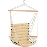 [en.casa] Hängesessel, Beige Textil, 55x140x45 cm, Gartenmöbel, Hängesessel