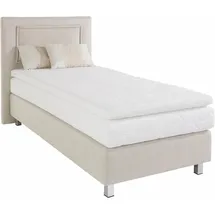 Westfalia Schlafkomfort Boxspringbett, inkl. Kaltschaum-Topper und Zierkissen Strukturstoff, Liegefläche B/L: 90 cm x 200 cm, H2, 7-Zonen-Kaltschaummatratze, beige Boxspringbett, Made in Germany - Möbel