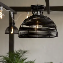 Lampenschirm RUND wetterfest - Rattanoptik - für E27 Fassungen - D: 37,5cm - H: ...