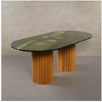 MAGNA Atelier Esstisch Montana mit Marmor Tischplatte, Küchentisch, Eichenholz Gestell, Dining Table 200x100x76cm grün