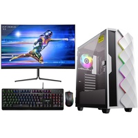 Gaming Komplett PC - AMD Ryzen 3 - GeForce - GT1030 - 24" Curved Gaming Monitor - Tastatur - Maus - 16 GB Ram - 250 GB SSD - Diamond White