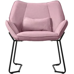 ML-Design Sessel Loungesessel Relaxsessel mit Rückenkissen Wohnzimmersessel Leinen Rosa