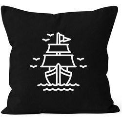 Autiga Dekokissen Kissenbezug Schiffchen Segeln Sailing Kissen-Hülle Deko-Kissen 40×40 Baumwolle Autiga® schwarz