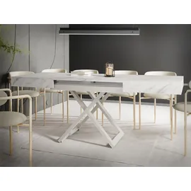 WFL GROUP Cavetta Weiß Marmor 120-200 x 80 x 27-76 cm