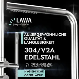 lawa living and lifestyle Gartendusche Edelstahl Silber 0,06 m x 0,41 m