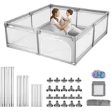 Vevor Baby-Laufstall, 200x149 cm, Spielstall für Kinder, Zaun-Spielplatz für drinnen & draußen mit 50 Ozeanbällen, Tür mit Reißverschluss & atmungsaktivem Netz, Sicherheits-Aktivitätszentrum
