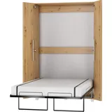 FurnitureByJDM Schrankbett Vertikal, Wandklappbett, Bettschrank, Wandbett, Schrank mit integriertem Klappbett, Funktionsbett - Teddy - (Eiche Artisan, 120 x 200 cm)