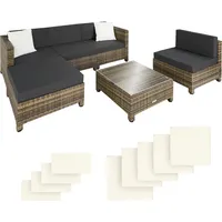 Tectake tectake® Rattan Lounge mit Aluminiumgestell wetterfest und UV-beständig,