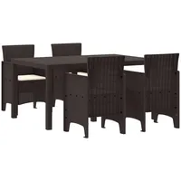 VidaXL Garten Esszimmer Set mit Kissen Braun Poly Rattan