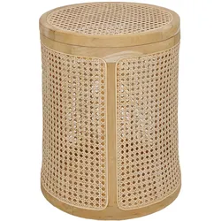 Stauraumhocker SIT, beige (natur), B:40cm H:53cm T:40cm, Rattan, Teak, Hocker, abnehmbarer Deckel