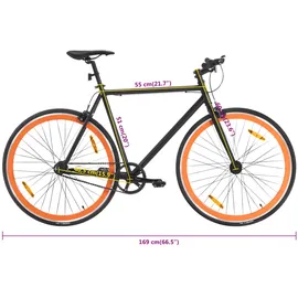 vidaXL Fahrrad mit Festem Gang Schwarz und Orange 700c 51 cm