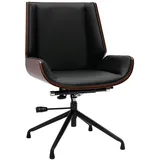 miliboo Drehbarer, schwarz-brauner Design-Bürostuhl CURVED aus dunklem Nussbaumholz und schwarzem Metall