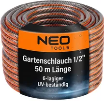 Neo Tools Gartenschlauch 1/2 Zoll 50 m orange/schwarz