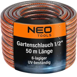 Neo Tools Gartenschlauch 1/2 Zoll 50 m orange/schwarz